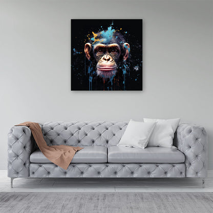 Monkey Face Splashart with Blue Canvas