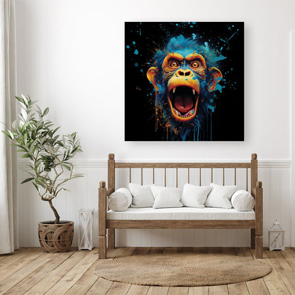 Crazy Monkey face Splashart Canvas