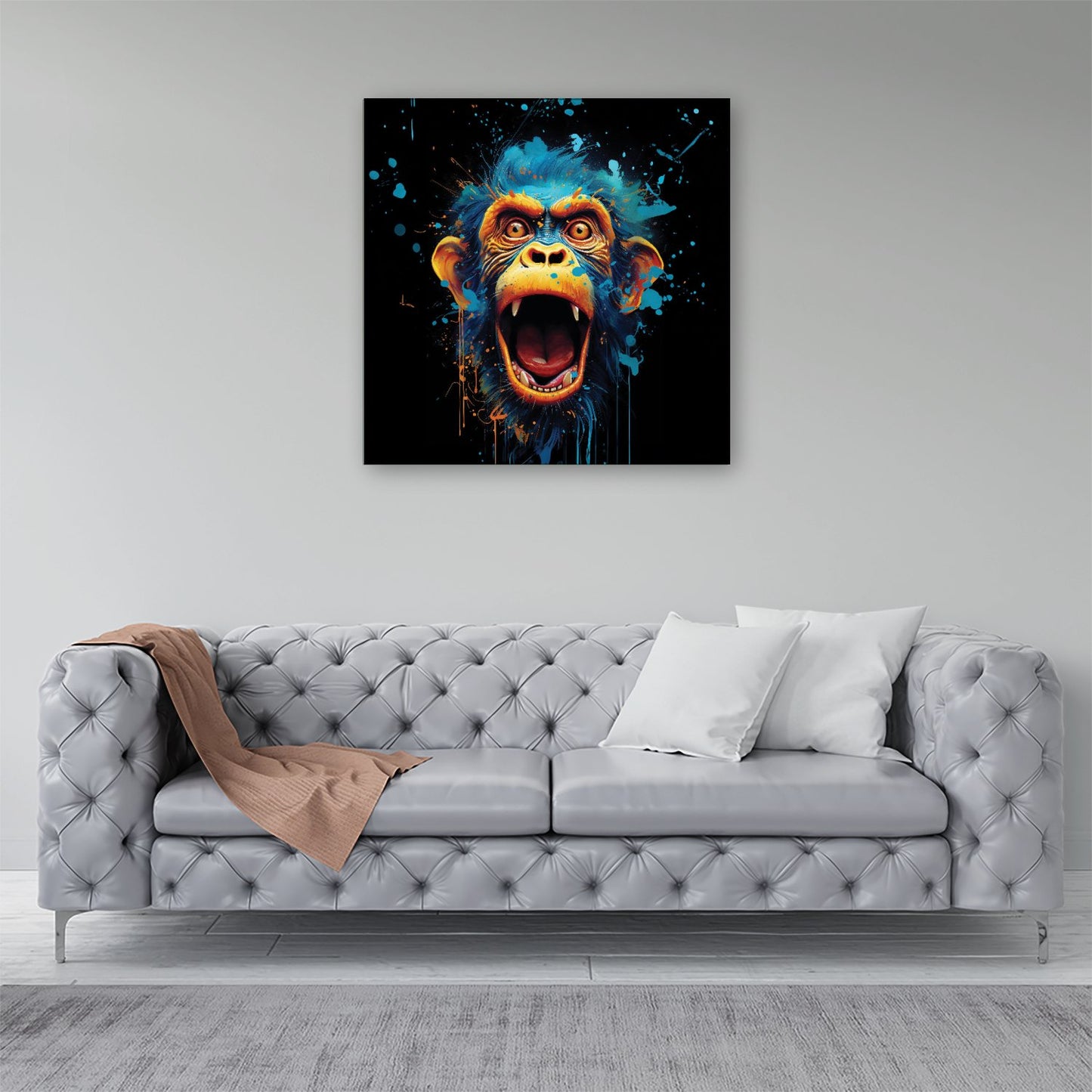 Crazy Monkey face Splashart Canvas