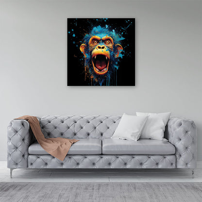 Crazy Monkey face Splashart Canvas