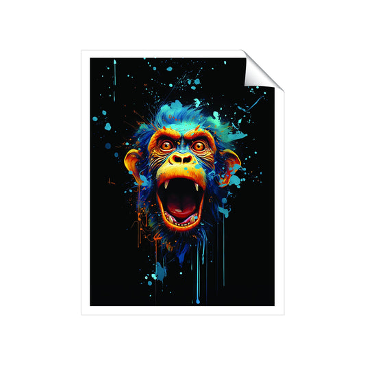Crazy Monkey face Splashart Art Prints