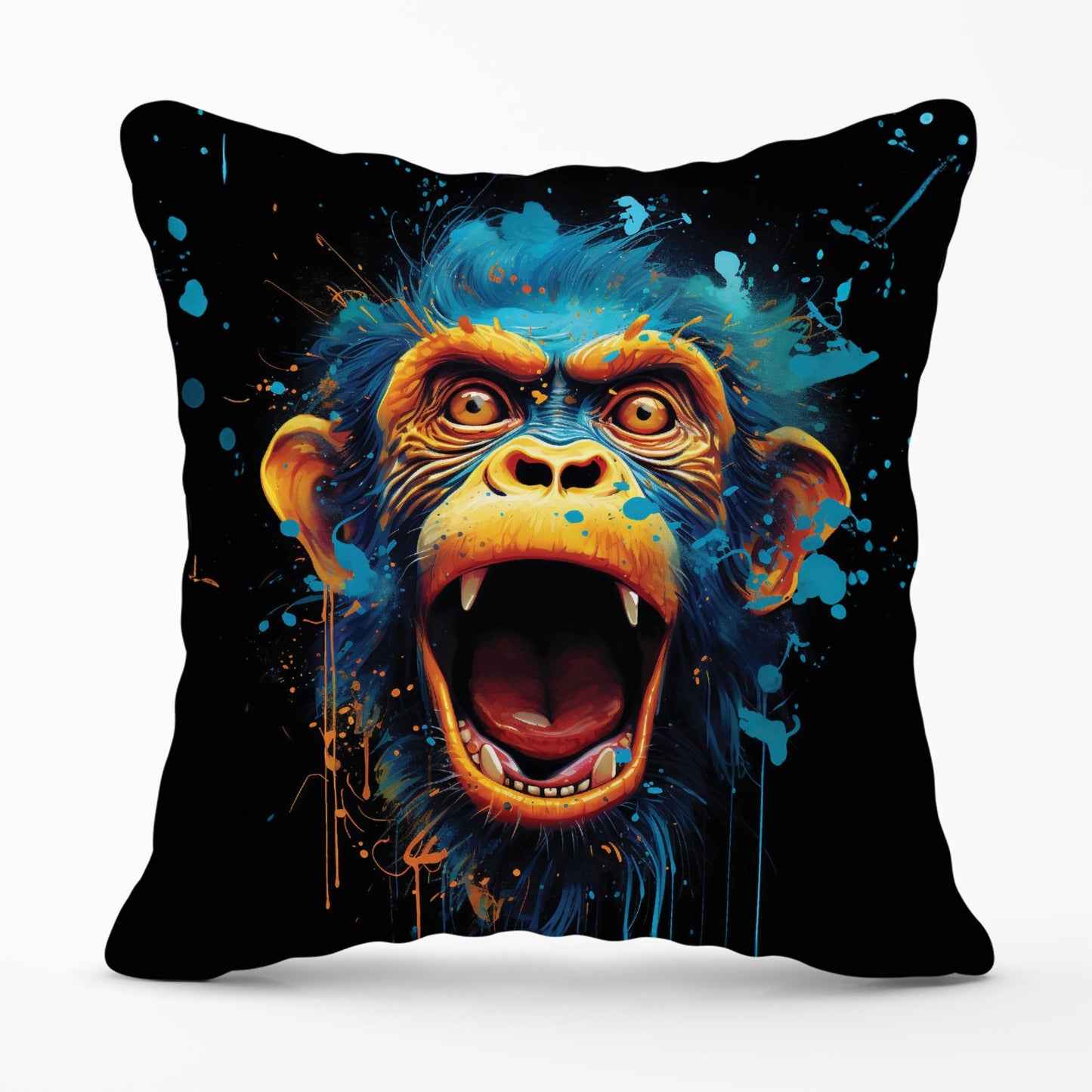 Crazy Monkey face Splashart Outdoor Cushion