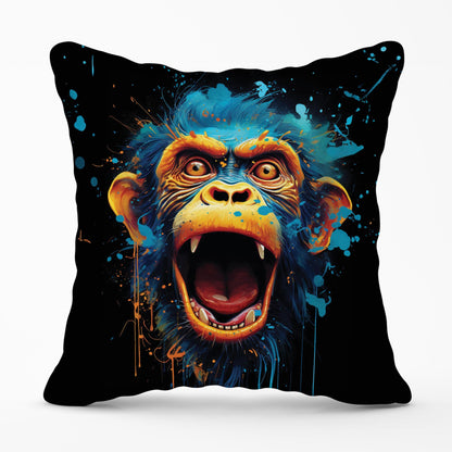 Crazy Monkey face Splashart Outdoor Cushion