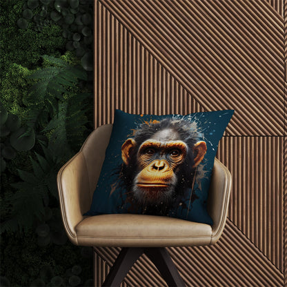 Splashart Realistic Monkey Face Outdoor Cushion