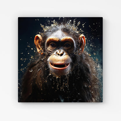 Realistic Monkey Face Splashart Canvas