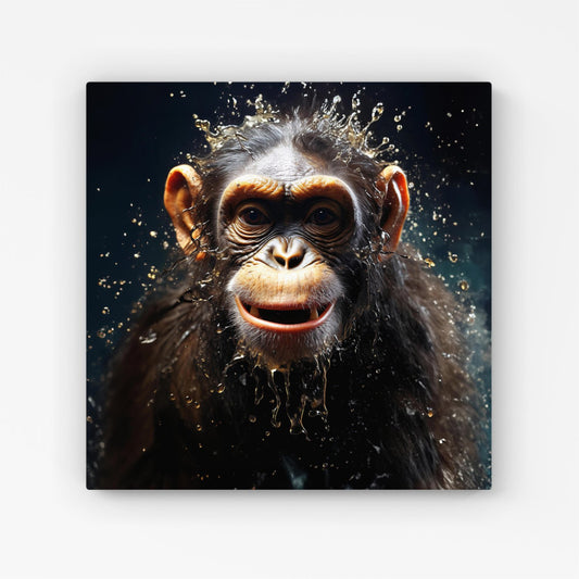 Realistic Monkey Face Splashart Canvas