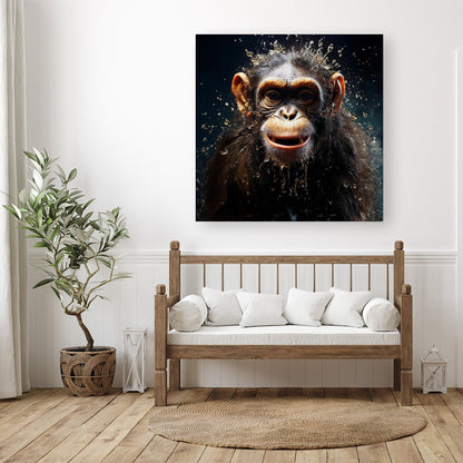 Realistic Monkey Face Splashart Canvas