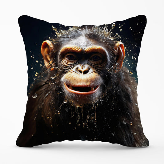 Realistic Monkey Face Splashart Outdoor Cushion