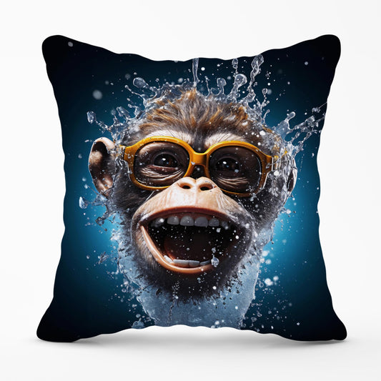 Splashart Cheeky Chimp Face Outdoor Cushion