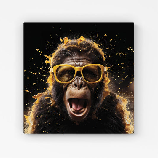 Splashart Monkey Face With Yellow Glasses Canvas