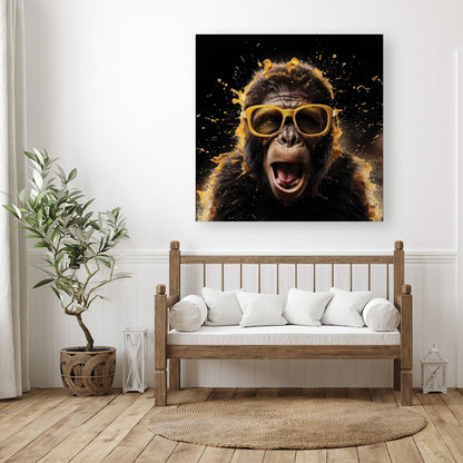 Splashart Monkey Face With Yellow Glasses Canvas