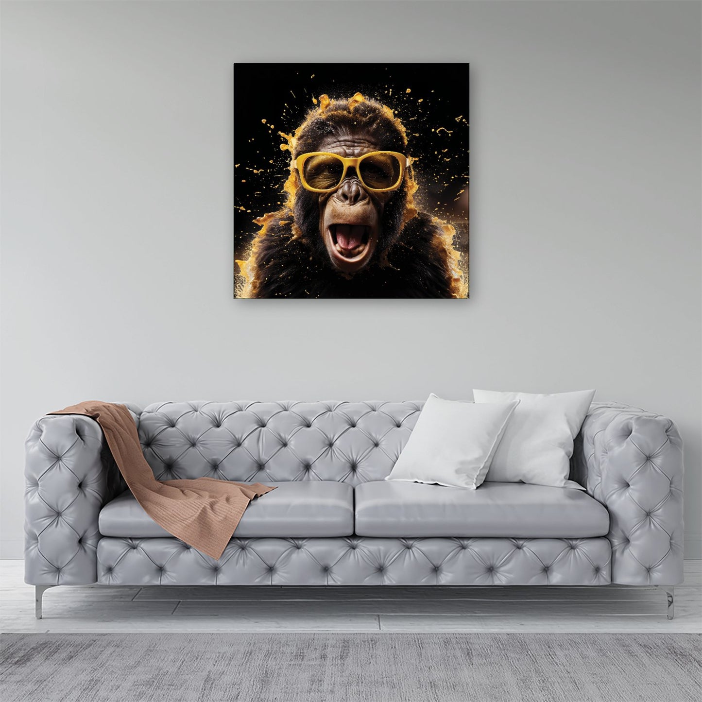 Splashart Monkey Face With Yellow Glasses Canvas