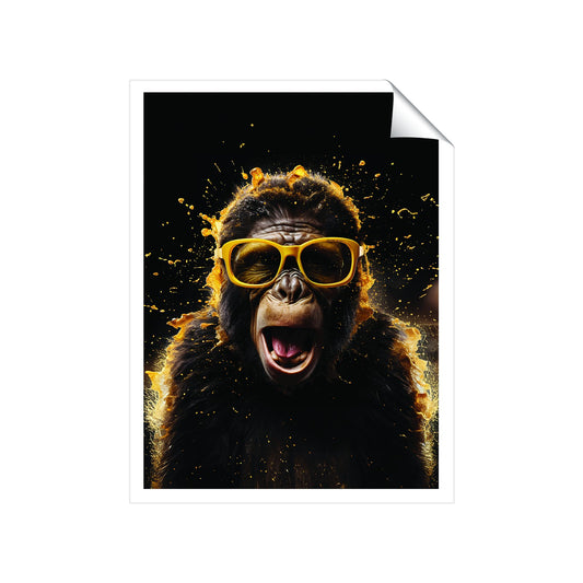 Splashart Monkey Face With Yellow Glasses Art Prints