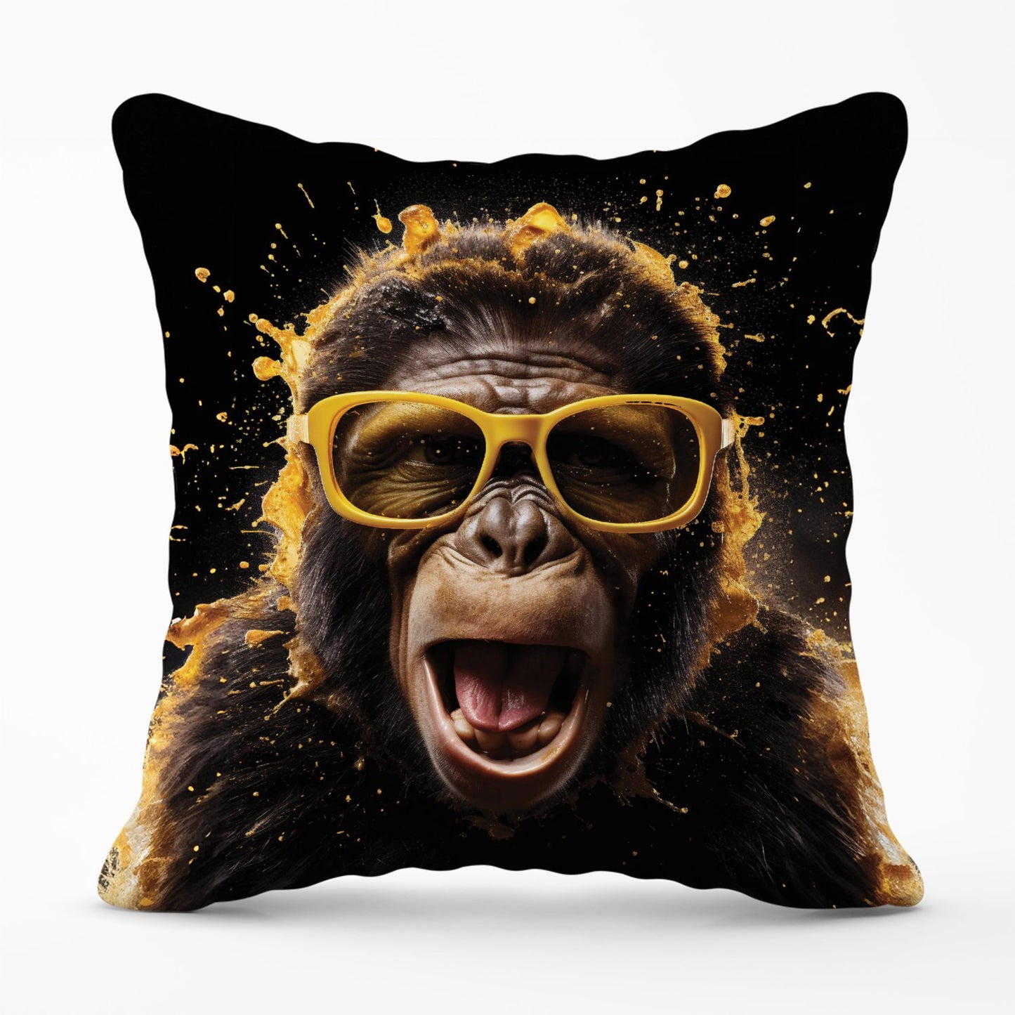 Splashart Monkey Face With Yellow Glasses Outdoor Cushion