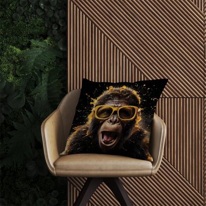 Splashart Monkey Face With Yellow Glasses Outdoor Cushion