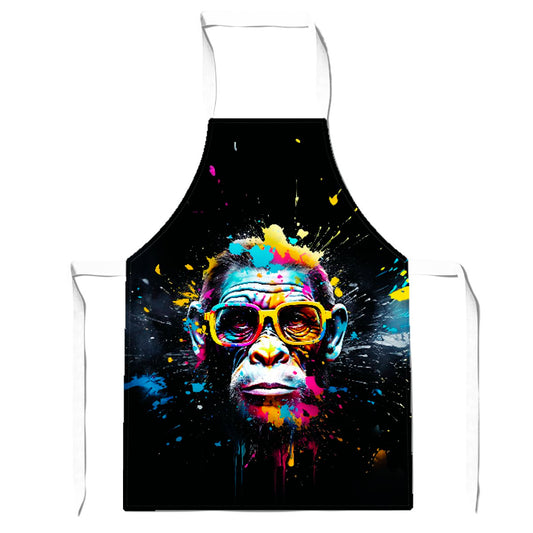 Coloured Splashart Monkey Face Apron