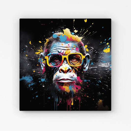 Coloured Splashart Monkey Face Canvas
