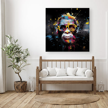 Coloured Splashart Monkey Face Canvas