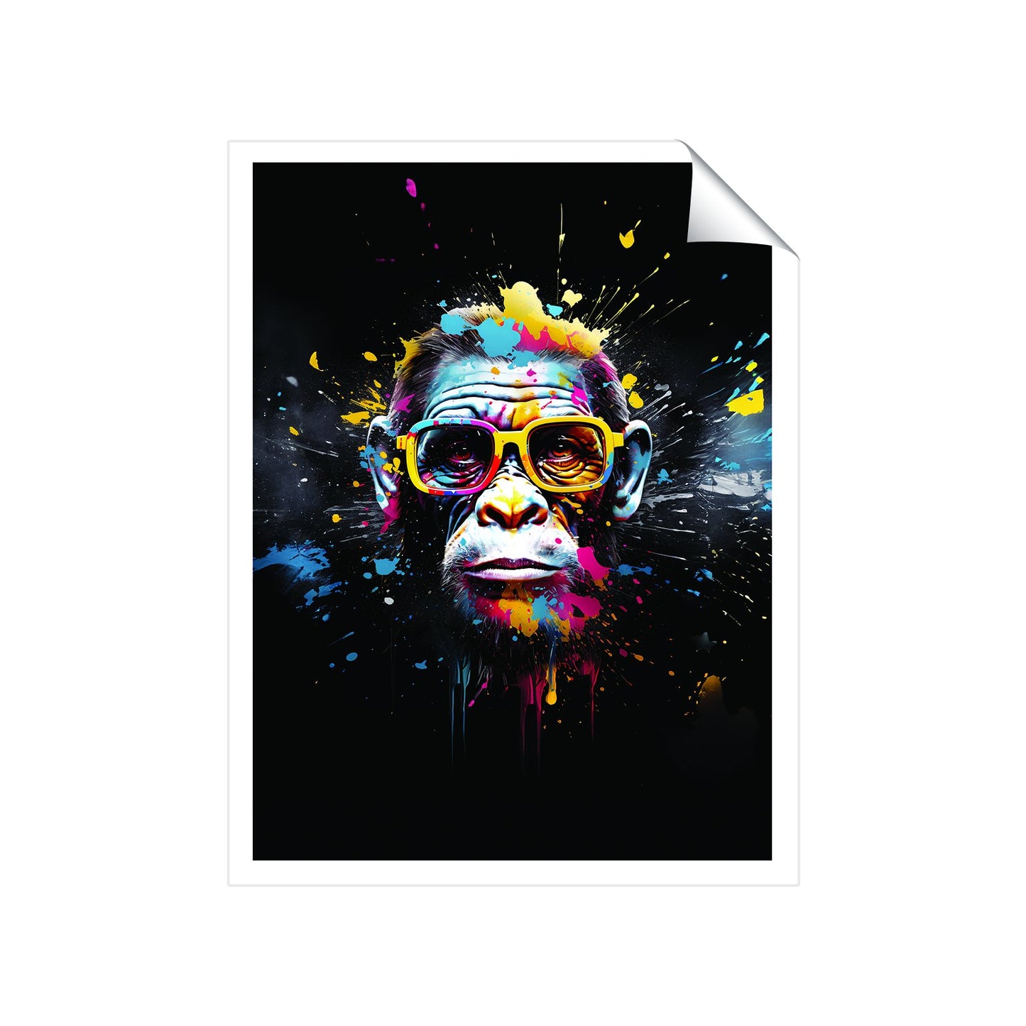 Coloured Splashart Monkey Face Art Prints