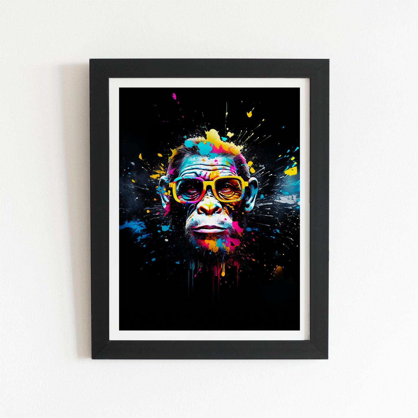 Coloured Splashart Monkey Face Art Prints