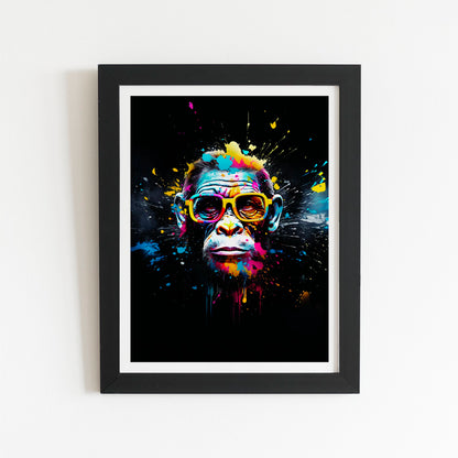 Coloured Splashart Monkey Face Art Prints