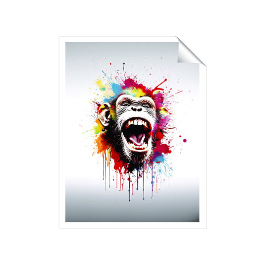 Coloured Splashart Crazy Monkey Face Art Prints