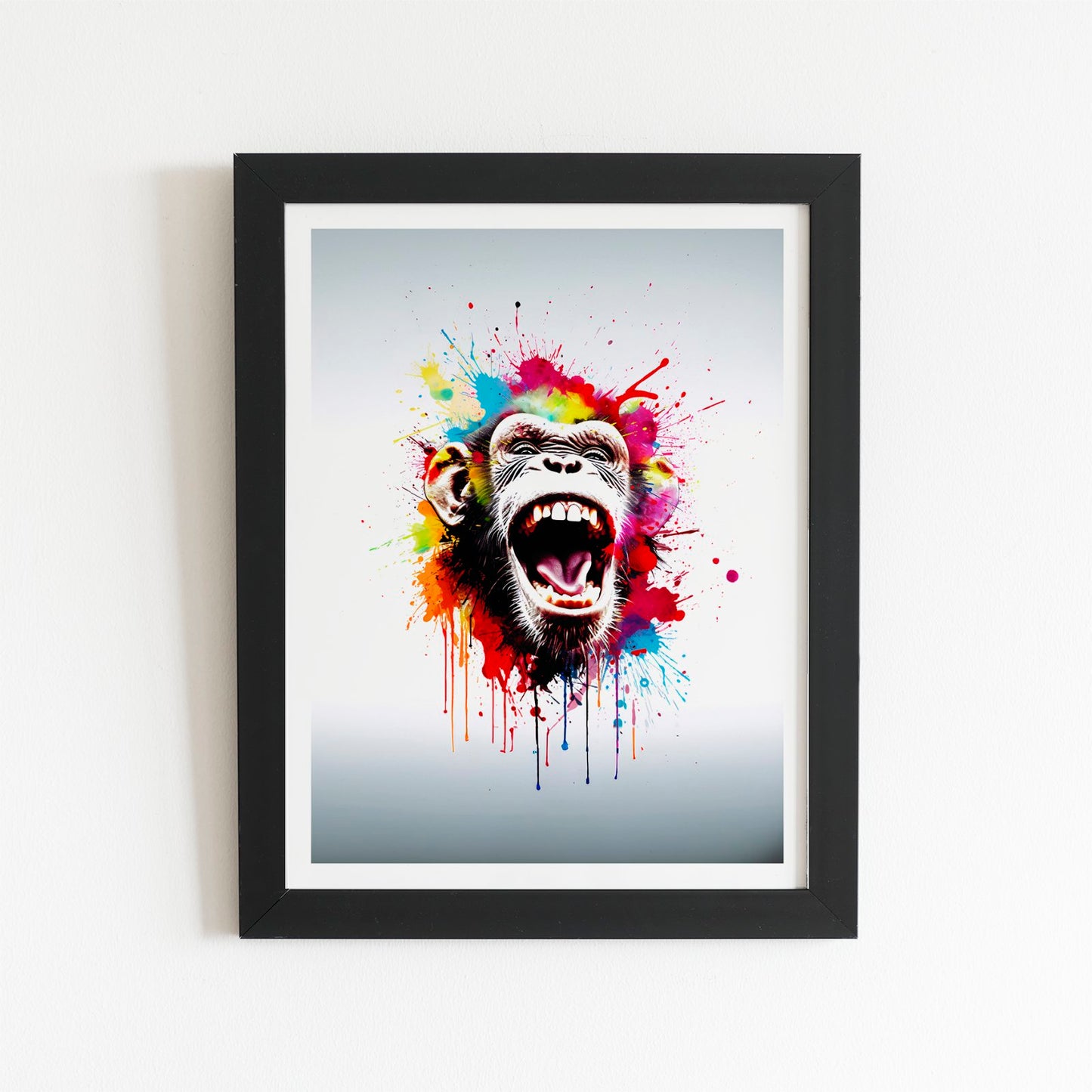 Coloured Splashart Crazy Monkey Face Art Prints