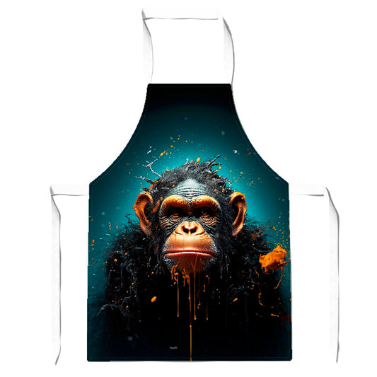 Monkey Face Splashart Blue Apron