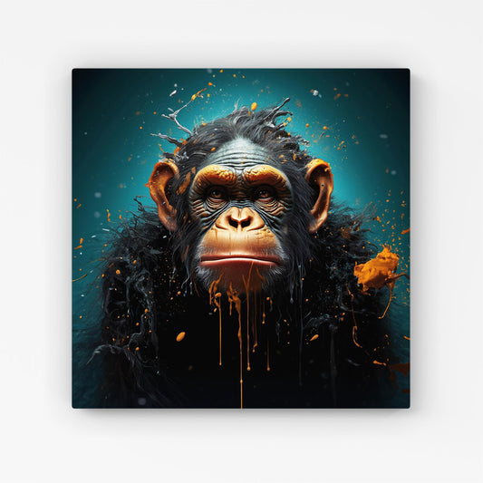 Monkey Face Splashart Blue Canvas