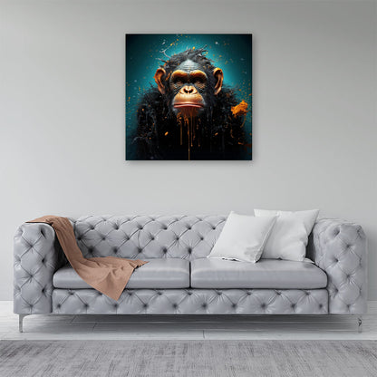 Monkey Face Splashart Blue Canvas