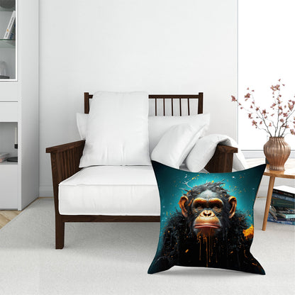 Monkey Face Splashart Blue Floor Cushion
