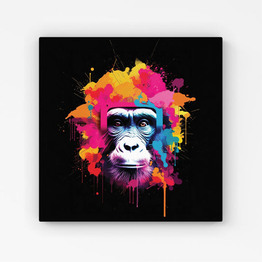 Multi Coloured Monkey Face Canvas