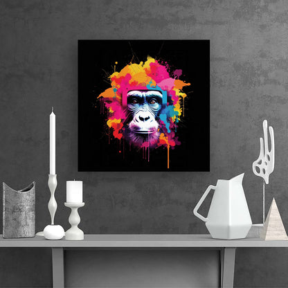 Multi Coloured Monkey Face Canvas