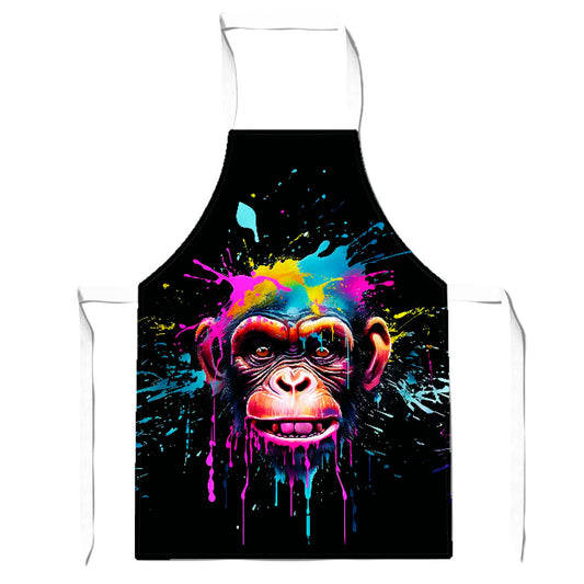 Multi Coloured Monkey Face Splashart Apron