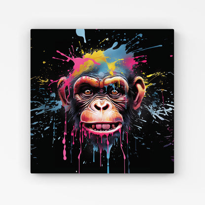 Multi Coloured Monkey Face Splashart Canvas