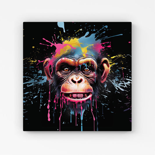 Multi Coloured Monkey Face Splashart Canvas