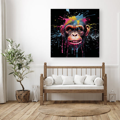 Multi Coloured Monkey Face Splashart Canvas