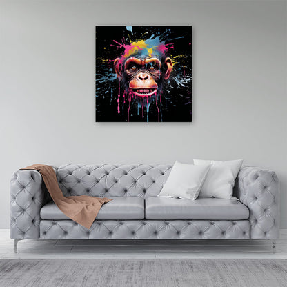 Multi Coloured Monkey Face Splashart Canvas