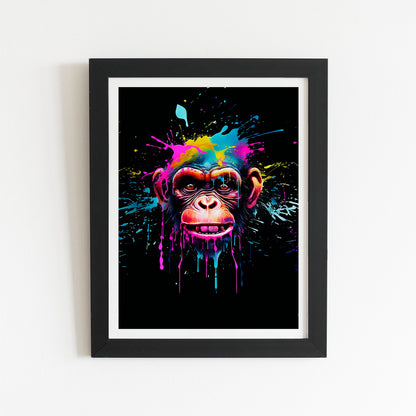 Multi Coloured Monkey Face Splashart Art Prints