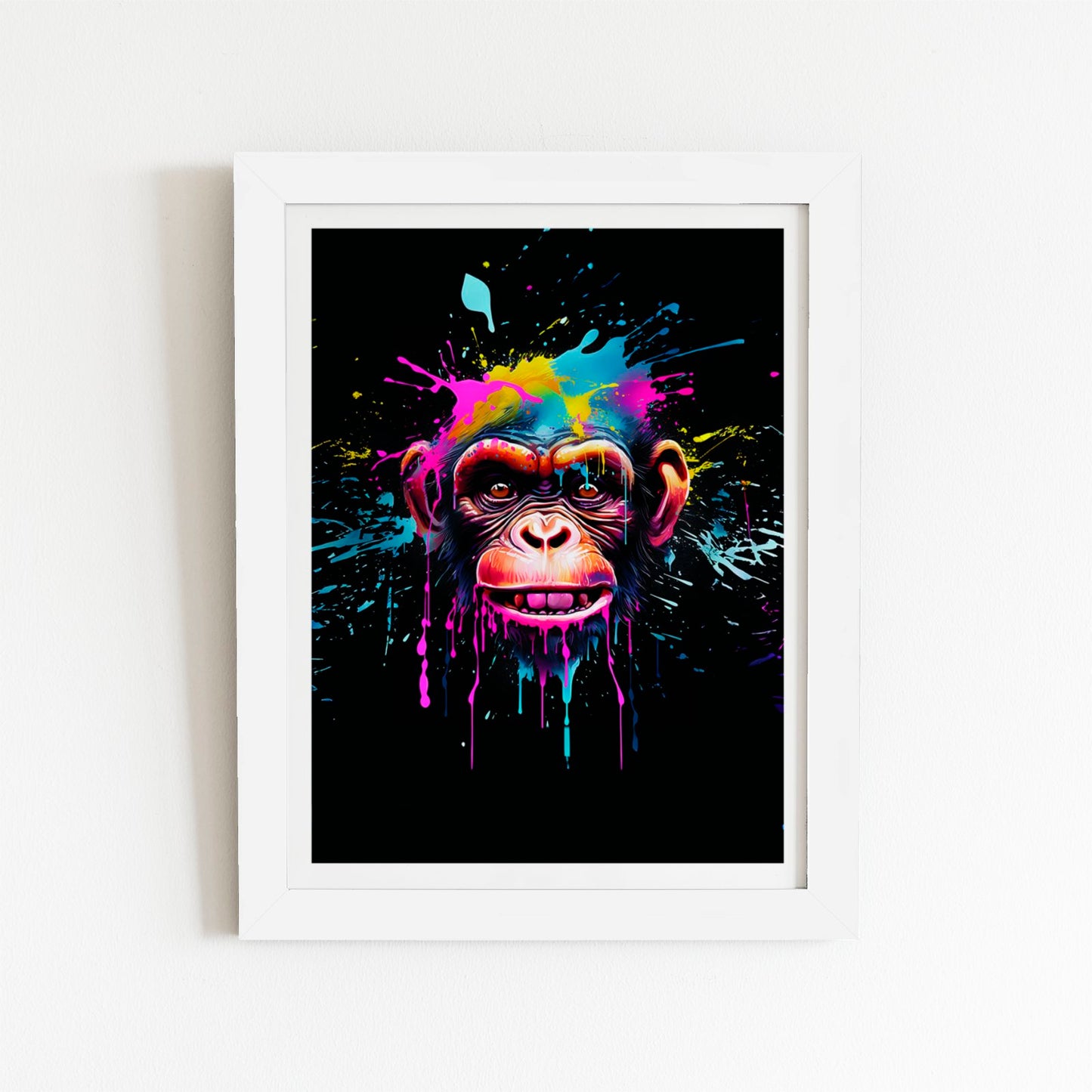 Multi Coloured Monkey Face Splashart Art Prints