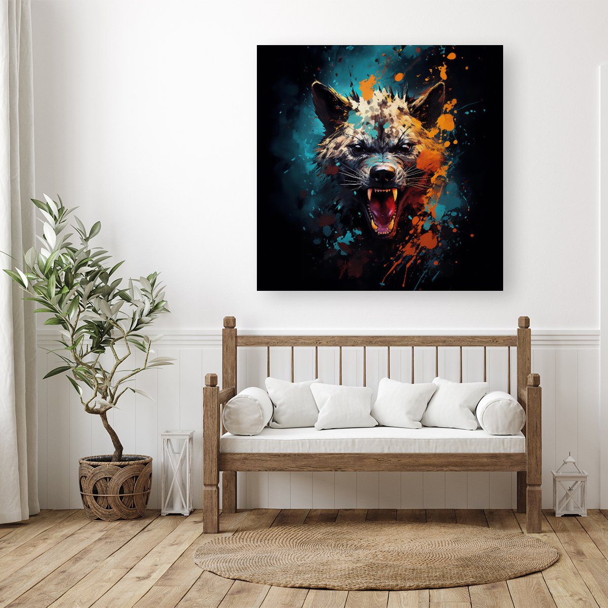 Splashart Angry Hyena Face Canvas