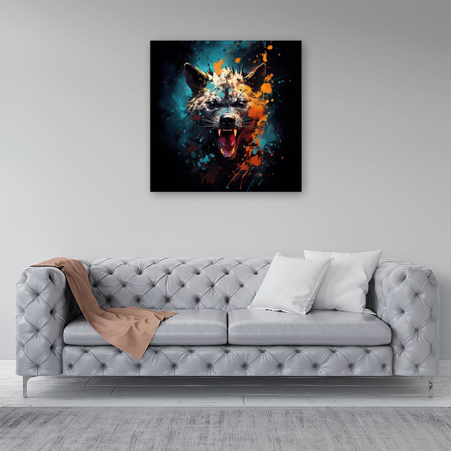 Splashart Angry Hyena Face Canvas