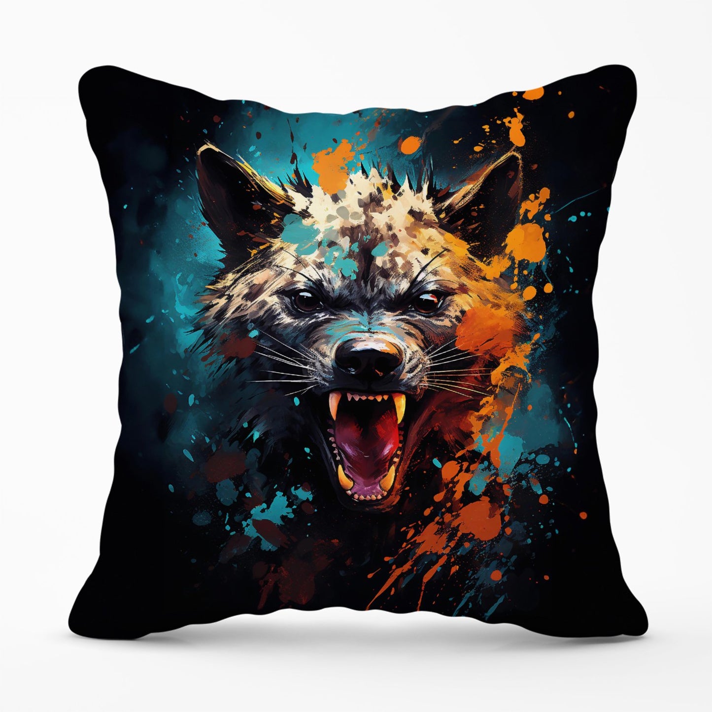 Splashart Angry Hyena Face Outdoor Cushion