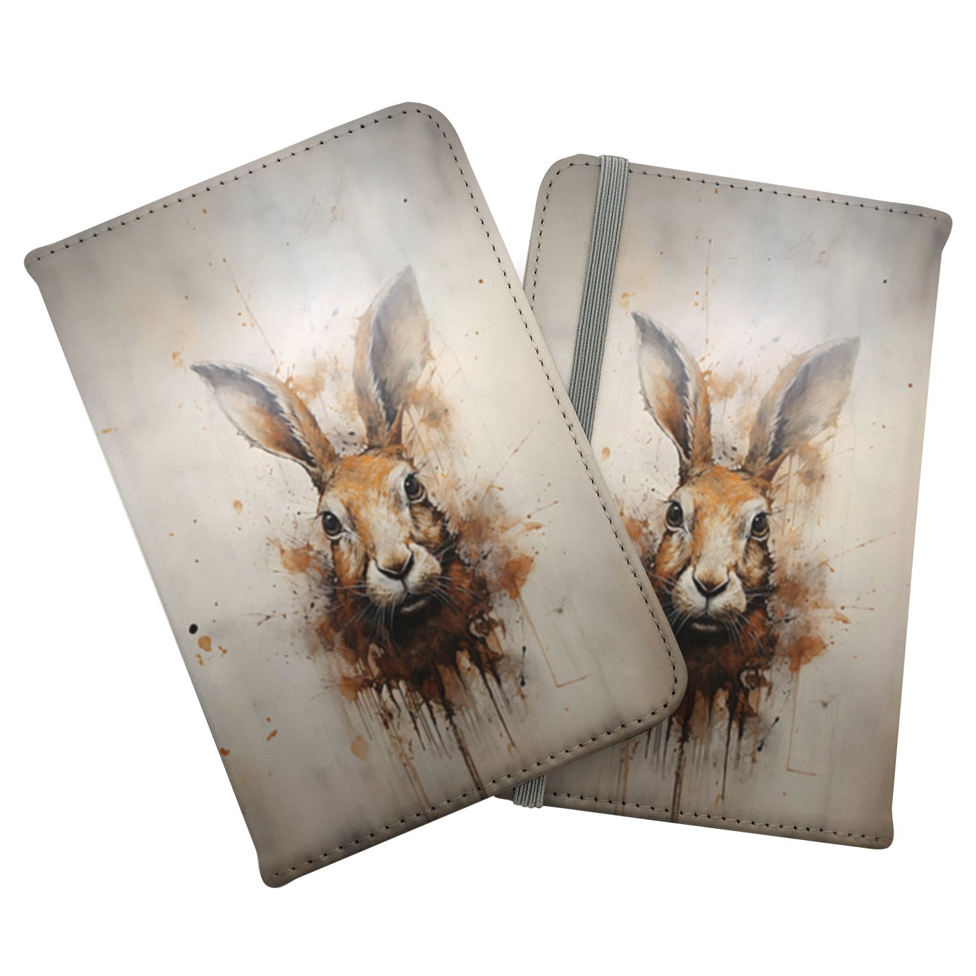 Watercolour Hare Face Passport Cover
