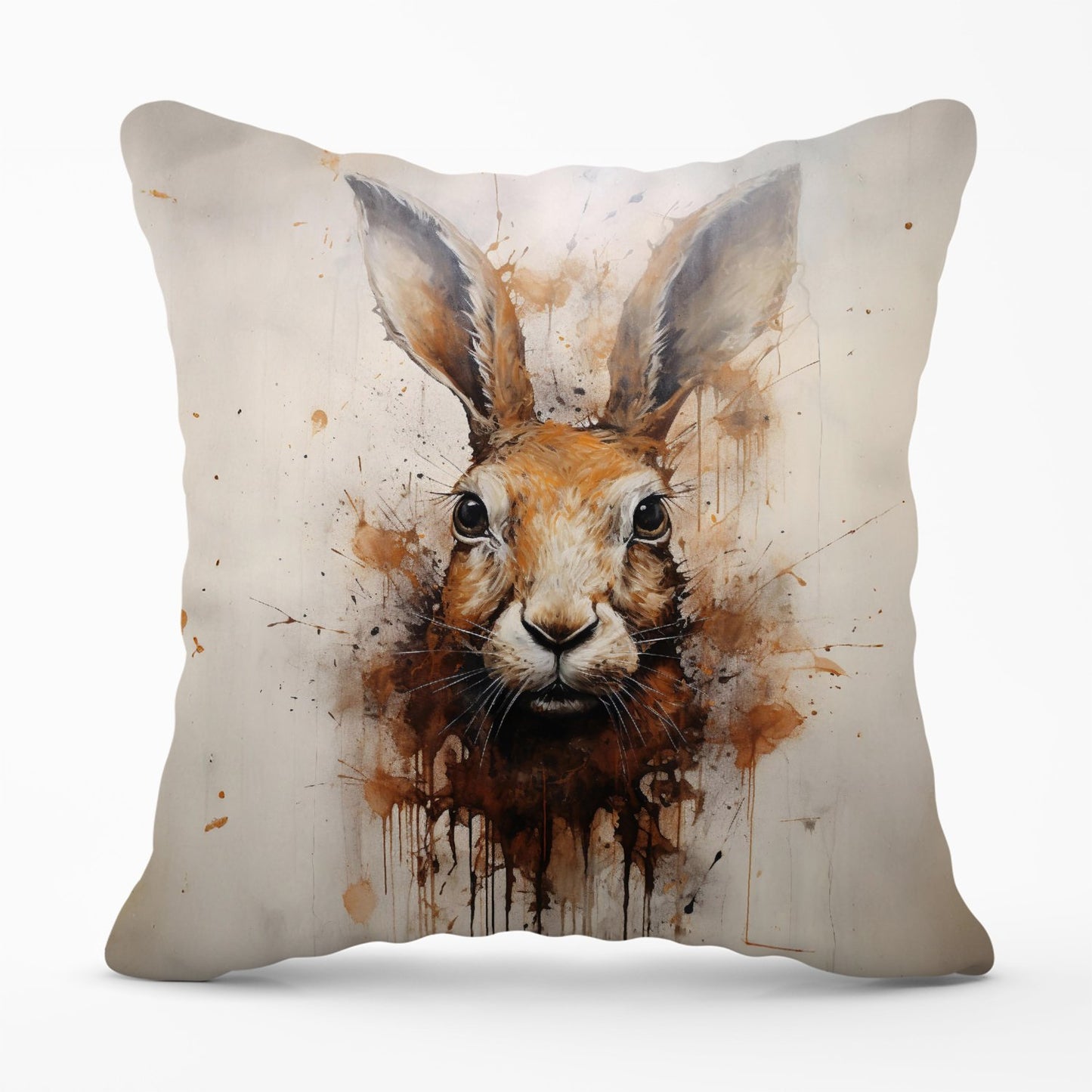 Watercolour Hare Face Outdoor Cushion