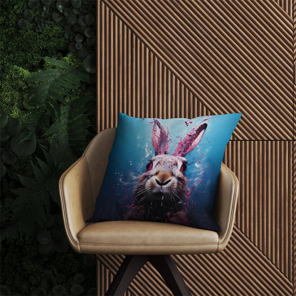 Rabbit Face Splashart Outdoor Cushion