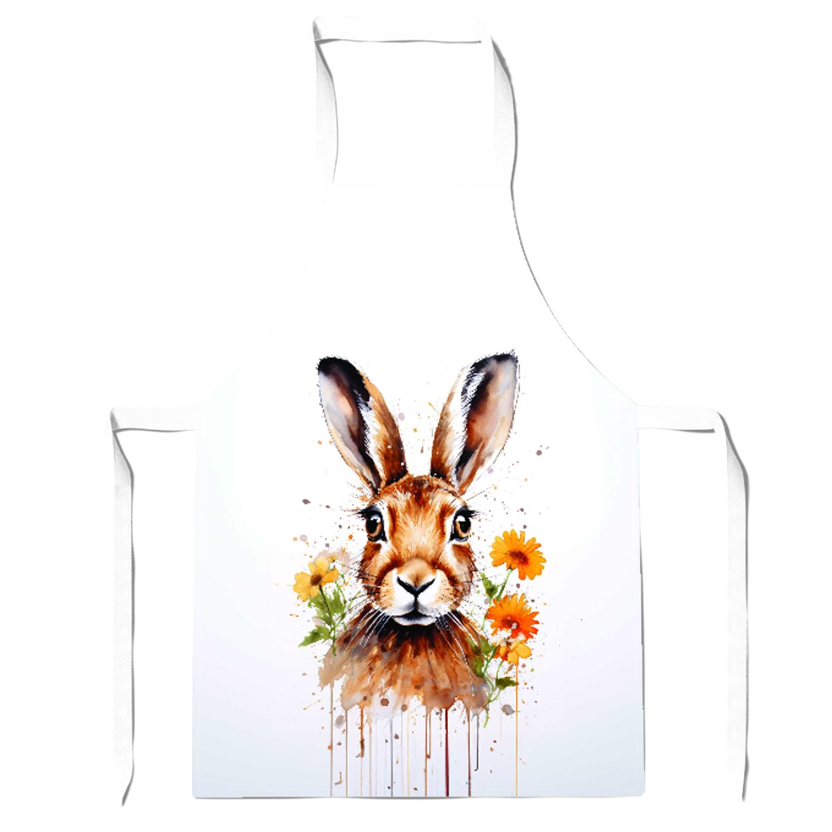 Watercolour Hare and Daisies Apron