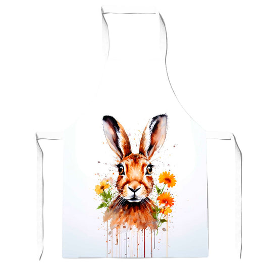 Watercolour Hare and Daisies Apron