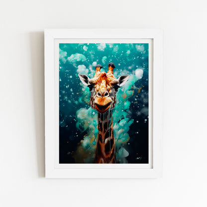 Splashart Giraffe Face Art Prints