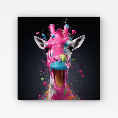 Splashart Giraffe Face Pink Canvas